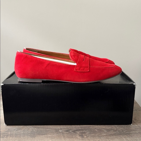 J. Crew Factory Red Suede Penny Loafers - Picture 5 of 6